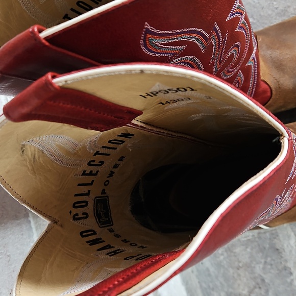 Top Hand Collection Horse Power Men's Cowboy Boots 9.5D Red & Brown - Picture 6 of 11